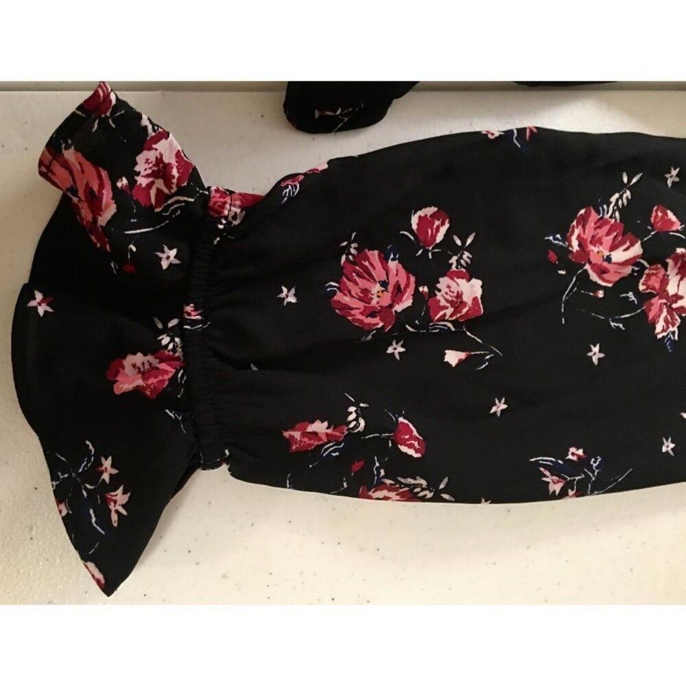 Womens Sz 10 Top By Divided Long Sleeve Ruffles V-Neck Off Shoulder NWT - Picture 7 of 8